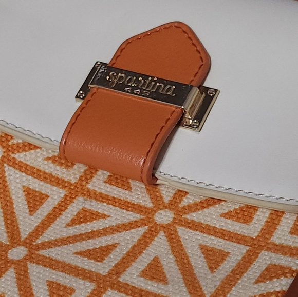 Spartina 449 Linen and Leather Crossbody Bag. 8 inches. Preloved - Picture 6 of 7